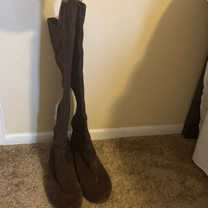 Saks Fifth Avenue Chocolate Suede Over-the-Knee Boots. 20” height.